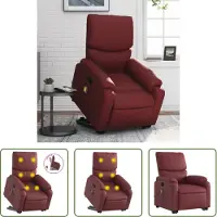 The Living Store Massagesessel mit Aufstehhilfe Weinrot Kunstleder