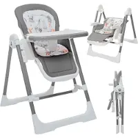 Baby Vivo 3in1 Kinderhochstuhl / Babywippe höhenverstellbar für Kinder - Lulu in Grau
