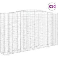 vidaXL Gabionen mit Hochbogen 10Stk. 400x50x220/240cm Verzinktes Eisen