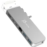 J5CREATE JCD395-N 4K60 Elite Pro USB4-Hub mit MagSafe-Set, Kabelgebunden, USB 3.2 Gen 2 (3.1 Gen 2) Type-C, 100 W, 3,5 mm, 10,100,1000 Mbit/s, Grau, Weiß