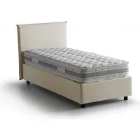 Talamo Italia Einzelbett Chiaraluna, Containerbett mit Stoffbespannung, 100% Italy, Frontöffnung, mit Matratze Cm 90x190 enthalten, Beige