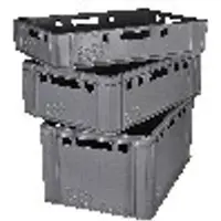 BURI Stapelbare, stoßfeste Eurofleischkiste E1 aus HDPE, grau, 40x60x12,5cm