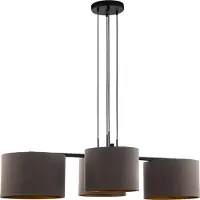 Eglo Hängelampe Honduras, Pendelleuchte Esstisch, Deckenlampe hängend, Stahl in schwarz, Textil in cappuccino, gold, E27 Fassung