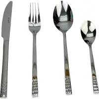 Sola Besteckset Montana – 24-teiliges Besteckset für 6 Personen – Modern – Spülmaschinenfest – Silberweiß, Premium-Edelstahl 18/10 Edelstahl – Silber