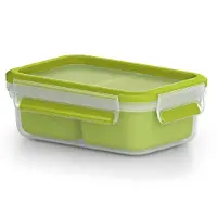 EMSA CLIP & GO Snackbox 0,55 L mit 2 Einsätzen, 0,55 l, Transparent, Polypropylen (PP), Thermoplastisches Elastomer (TPE), Deutschland, 113 mm, 163 mm