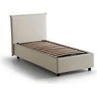Talamo Italia Einzelbett Chelsea, Containerbett mit Stoffbespannung, 100% Italy, Frontöffnung, passend für Matratze Cm 90x190, Beige