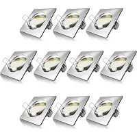 Brandson 10x LED Einbaustrahler in Edelstahl Optik, schwenkbarer Deckenspot mit 320 Lumen / Warmweiß