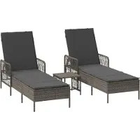 Syfax Sonnenliege 3 pcs Grau und Dunkelgrau 55 x 200 x 92 cm
