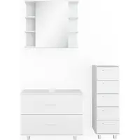 Vicco Badmöbel-Set Ilias Weiß 3 Teile, mit Unterschrank 80 cm, Model 34646