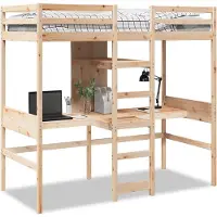 vidaXL Hochbett ohne Matratze 75x190 cm Massivholz Kiefer