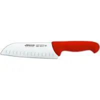 Arcos Santokumesser 2900- Prof 290622 mit Nitrumtaschen aus Edelstahl und ergonomischem rotem Polypropylen mango mit 18 cm Klinge, Vitrine.