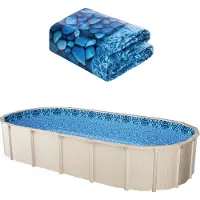 Vevor ovale Poolfolie, 1006 x 549 x 147 cm, Vinyl-Überlappungsfolie in Standardgröße, geeignet für oberirdische Schwimmbecken mit 137 cm Wandhöhe