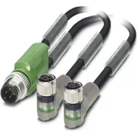 Phoenix Contact M12/M8/M8 Verteilerkabel mit LED 1xStift/2xBuchse gerade/gewink. 3/3-pol. A-Kodierung, 24V, 4A,