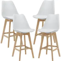En.casa Barhocker Lublin 4er Set Barstuhl mit Rückenlehne Bistrohocker Set 4 Teilig Gepolstert Weiß []