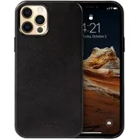 Crong Essential Cover - Ledertasche für iPhone 12 Pro Max (schwarz)