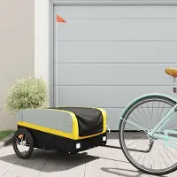 vidaXL Möbel Fahrradanhänger Schwarz und Gelb 45 kg Eisen - Fahrradanhänger &10677