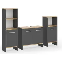Vicco Badmöbel-Set Karli Anthrazit/Goldkraft Eiche 3-teilig, Model 55499