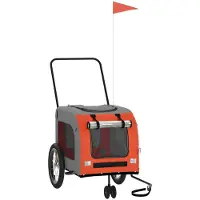 Syfax Fahrradanhänger Hunde Orange und Grau Oxford-Gewebe und Eisen