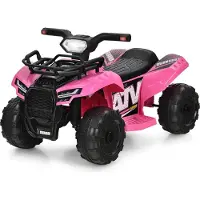 Costway 6V Elektro Kinderquad mit Stauraum, Mini Elektroquad mit Musik, Hupe und LED Scheinwerfer, Kinder Quad 2 km/h, für Kleinkinder ab 18 Monaten (Rosa)