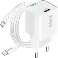 BWOO , 30W USB-C Ladegerät GaN mit 60W Kabel 1m, Weiß