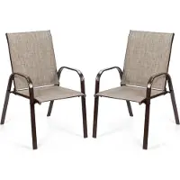 Costway 2er Set Gartenstühle mit Armlehnen, Terrassenstühle Balkonstühle bis 200kg für Garten, Balkon, Poolbereich 56x72x90cm, Grau