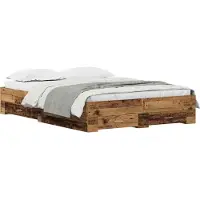 Syfax Bettrahmen mit Schubladen Altholz 135 x 190 cm Holzwerkstoff