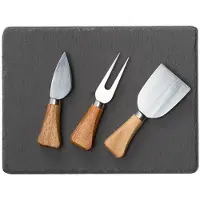 Zeller Käse-Servierset, Edelstahl/Holz/Stein, 24x18 cm, schwarz