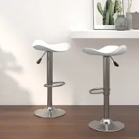 vidaXL "2026 Promotion" Barhocker 2 Stk. - Hohe Qualität - Weiß Verchromter Stahl und Kunstleder - Barhocker CC19082