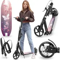 HyperMotion Skyline Pink – faltbarer Aluminium-Roller für Kinder, Jugendliche & Erwachsene mit Stoßdämpfer und Scheibenbremse