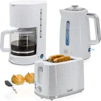 Briebe SKT1178WHT Elegance Set Toaster 2 Scheiben Wasserkocher 1,7L Filterkaffeemaschine 10 Tassen Weiß