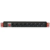 Techly I-CASE STRIP-81UD, Standard, 1U, Einphasig, Horizontal, Aluminium, Schwarz, Rot