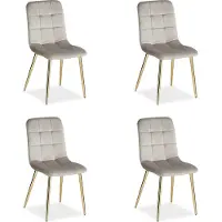 Homestyle4u Esszimmerstühle 4er Set Gold Polsterstuhl Leinen Hellgrau Polstersessel Küchenstuhl Metall