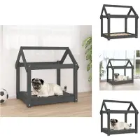 vidaXL Hundebett Grau 71x55x70 cm Massivholz Kiefer - Hundebetten