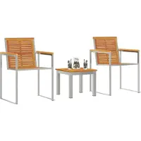 vidaXL Sonnenliege 3 pcs Braun Massives Akazienholz und Edelstahl
