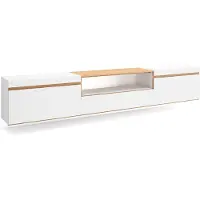 Skraut Home TV-Schrank, Lowboard, 260x35x45cm, Hängend, Weiß und Eiche Soft