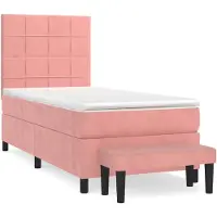 Syfax Boxspringbett mit Matratze Rosa 90x200 cm Samt