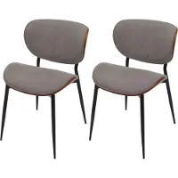 Mendler 2er-Set Esszimmerstuhl MCW-O45, Bugholz Stoff (370g/m²) MVG- Walnuss-Optik, hellgrau