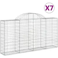 vidaXL Gabionen mit Hochbogen 7 Stk. 200x30x100/120cm Verzinktes Eisen