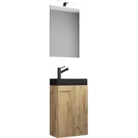 VCM 3-tlg Set | Waschplatz für Gäste WC | Gästebad | Waschtisch mit Spiegel | Badezimmer Set – Slito SP-BL
