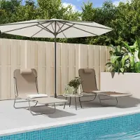 vidaXL [Home] Sonnenliegen Klappbar 2 Stk. Taupe Textilene und Stahl , Neue Mode 2024 im häuslichen Leben