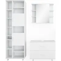 Vicco Badmöbel-Set Ilias Weiß 3 Teile, mit Hochschrank, Model 34647