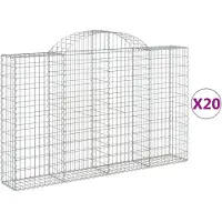 vidaXL Gabionen mit Hochbogen 20Stk. 200x30x120/140cm Verzinktes Eisen