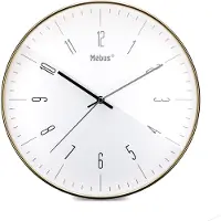 Mebus Designer Quarz-Wanduhr in Metall-Optik, hochwertiges Quarzwerk, 30 cm Durchmesser