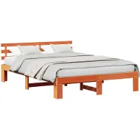 Syfax Bettrahmen Wachsbraun 150 x 200 cm Massives Kiefernholz