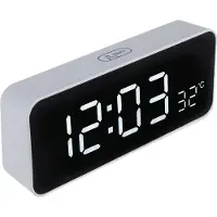 Greenblue GB397 Wecker Doppelalarm Schlummerfunktion 5min USB Temperaturanzeige Countdown 12/24h Weiß Touch LCD Uhr Schlafzimmer Büro