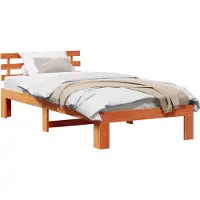 Syfax Bettrahmen Wachsbraun 100 x 200 cm Massives Kiefernholz