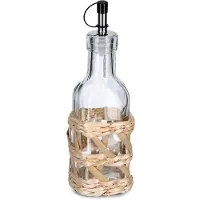 Zeller 19580 Essig-/ Ölflasche BOHO 190 ml Glas mit Strohgeflecht, ca. Ø 6,2 x 19,5 cm
