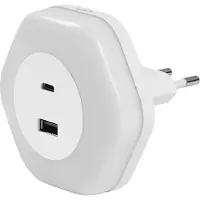 Osram LUNETTA HEXAGON Steckdosen-Nachtlicht, weiß, 5W, 5lm, warmweißes Licht, USB-A & USB-C Anschluss, LED-Technologie, Ladefunktionalität, lange Lebensdauer, Schutzklasse IP20, 3000K