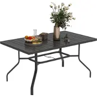 Outsunny Gartentisch mit Schirmloch Stahl 152L x 90B x 74H cm Schwarz
