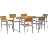 vidaXL Garten Essgruppe 7 Stk. Grau Massivholz Akazie